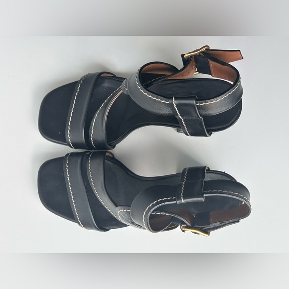Chloe Candice Topstitch Leather Sandal Size 6 (36.5 EU) Block Heel - Picture 15 of 16